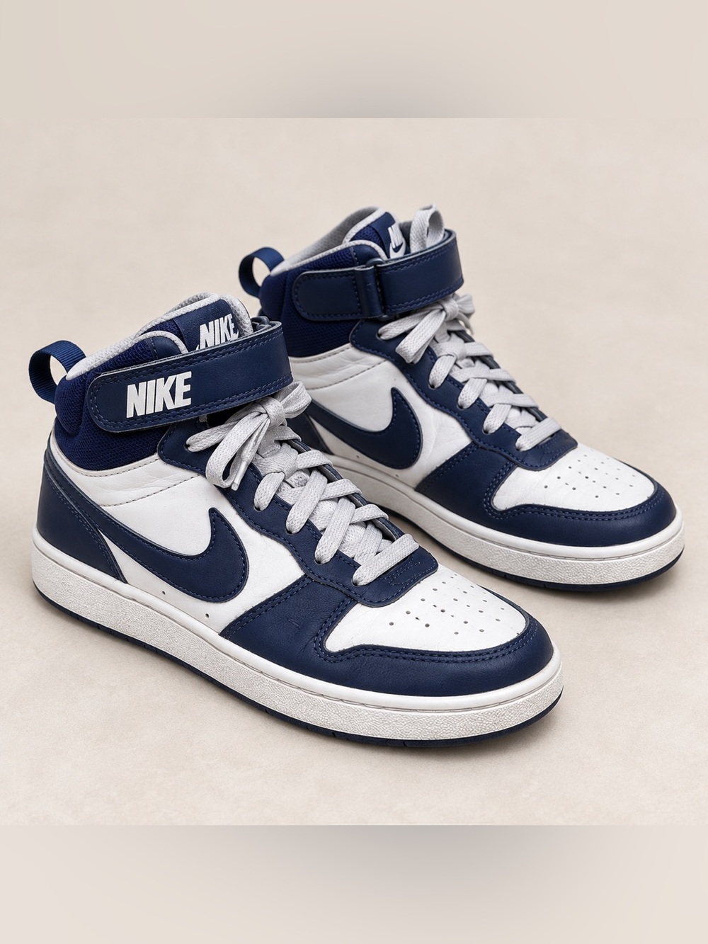 Nike Court Borough Mid 2 GS Navy Blue White Sneakers Youth 5Y CD7782-107
